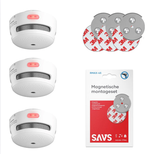 X-Sense W Draadloos Koppelbare Rookmelder Bundel – 3 stuks + 3x Magnetische Montagekit