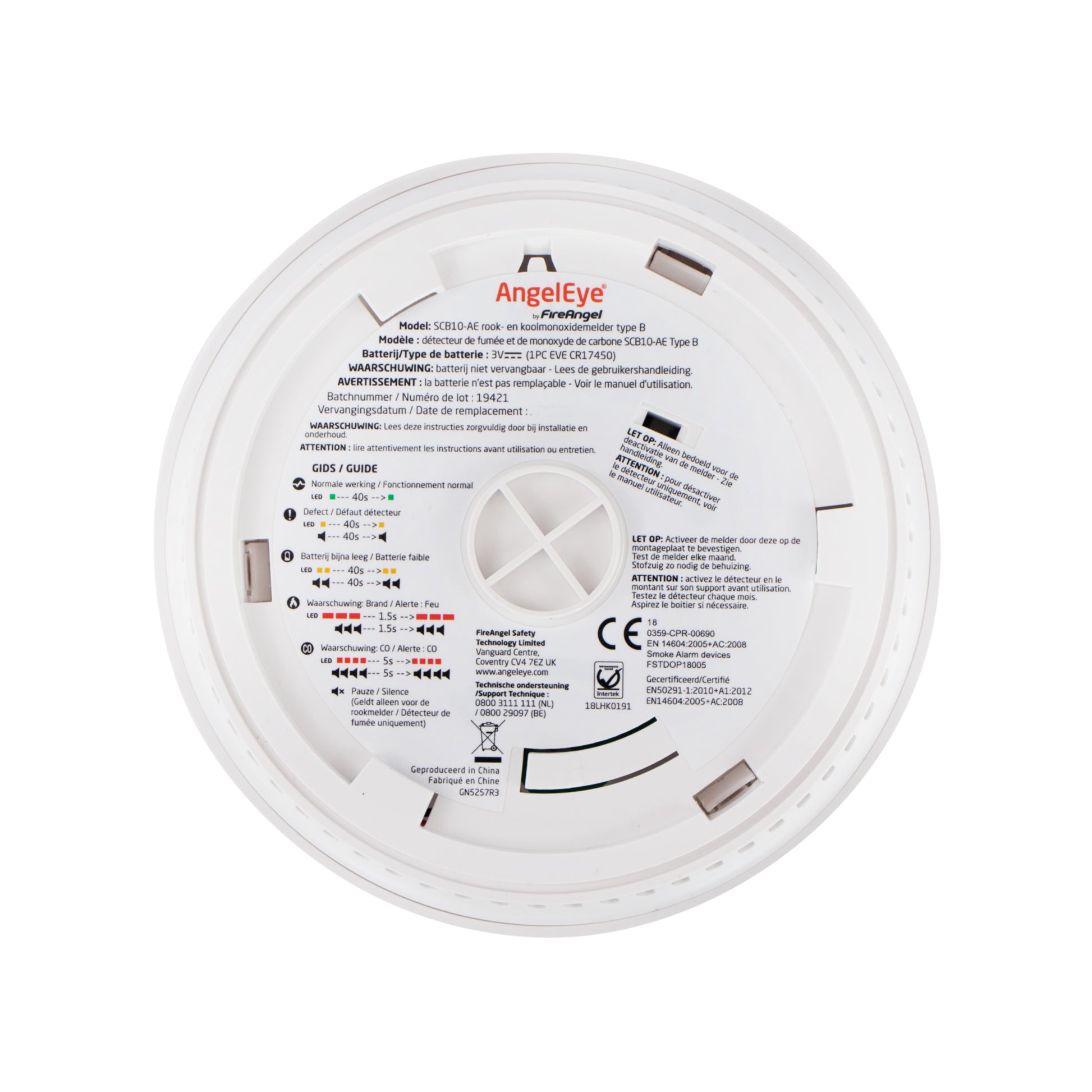 FireAngel SCB10-INT Combimelder – Rook & Koolmonoxide Detectie | 230V