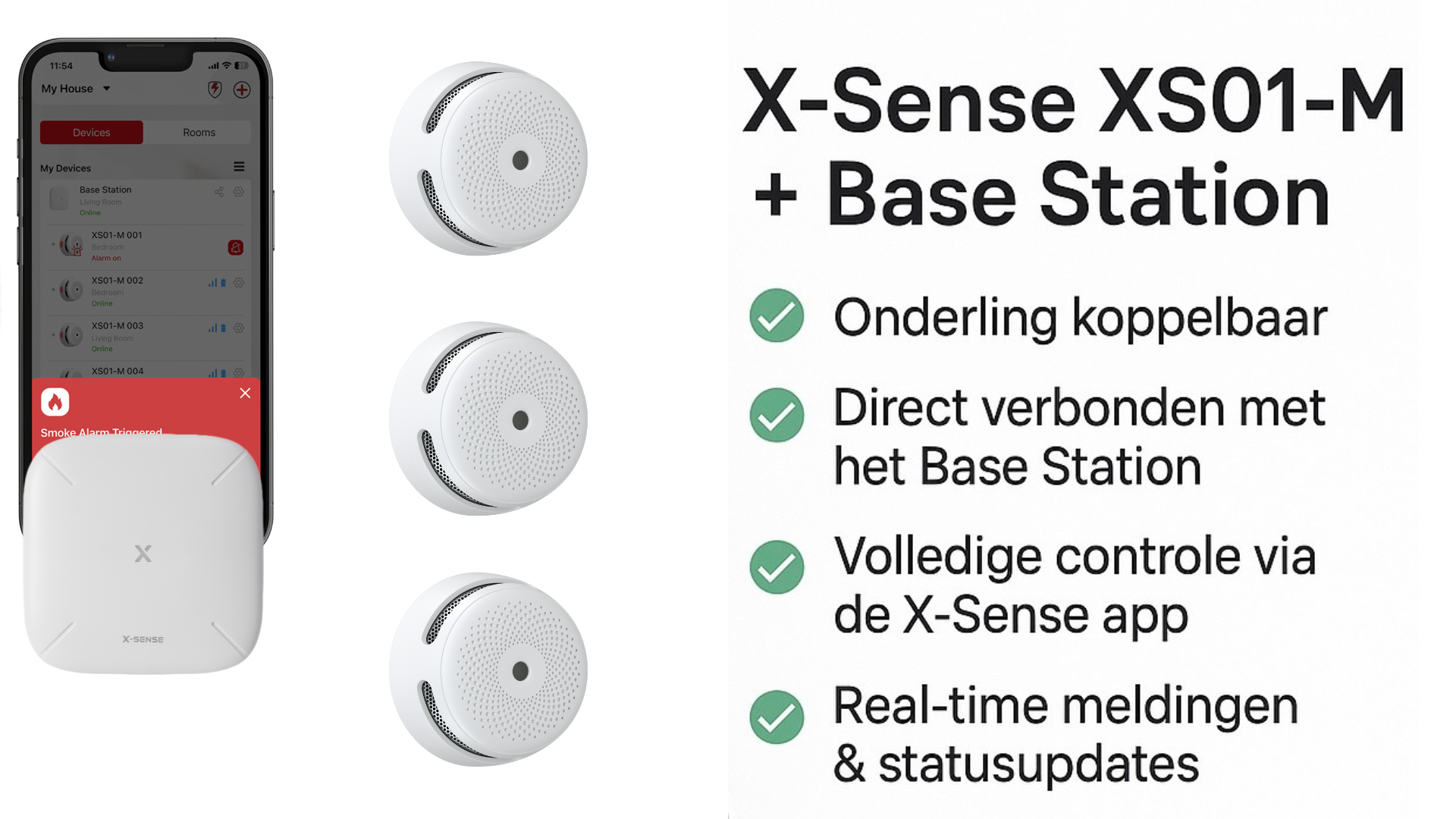 X-Sense Smart Home Pakket | 3 Slimme Rookmelders + WiFi Gateway
