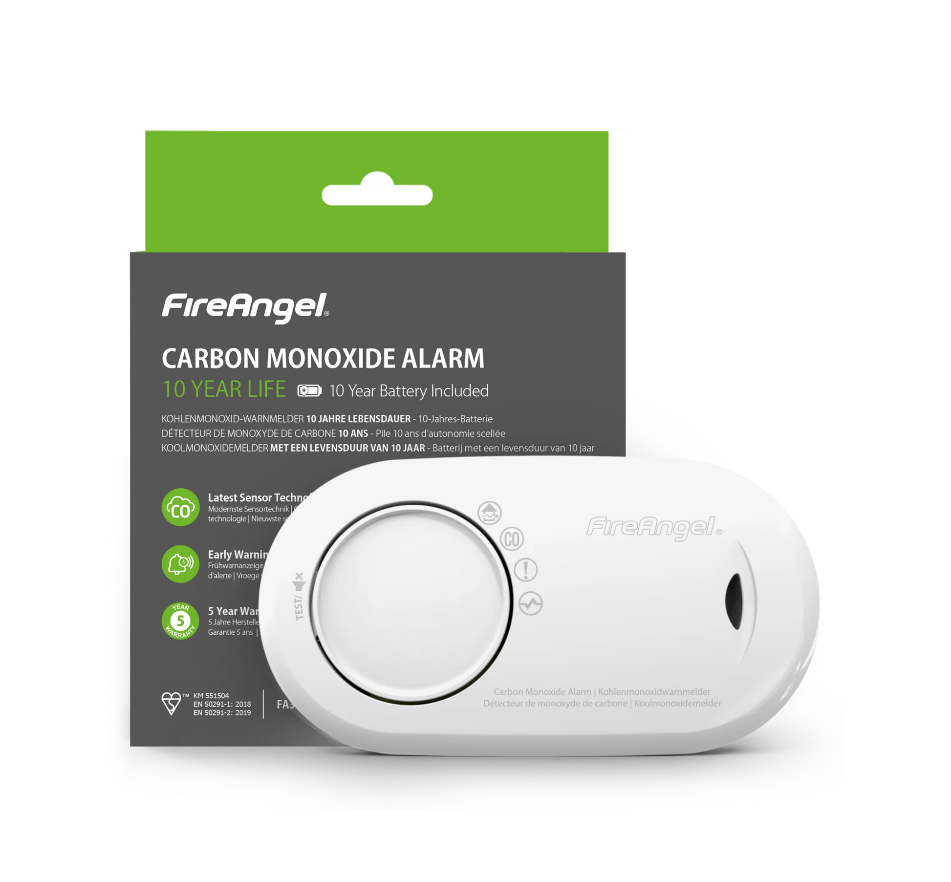 FireAngel FA3820 – Koolmonoxidemelder 10 jaar lithium batterij