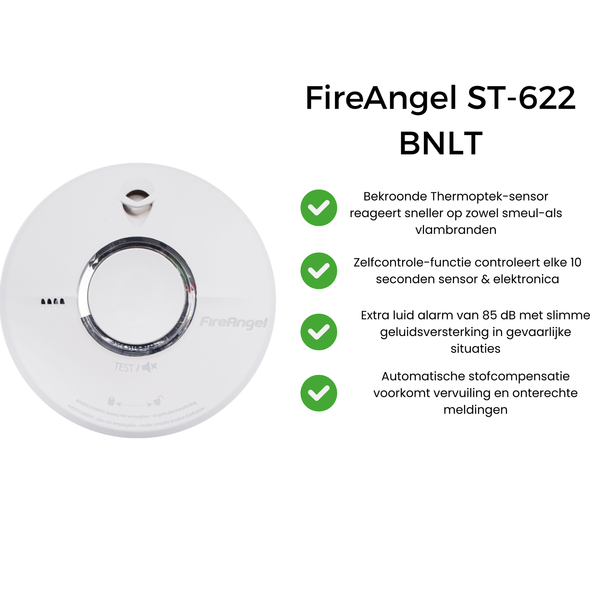 FireAngel ST-622-BNLT Rookmelder – Betrouwbare Branddetectie met 10 Jaar Batterijduur