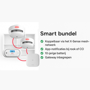 X-Sense Smart Veiligheidspakket – 2 Rookmelders + CO-Melder + Gateway (XS01-M + XC01-M)
