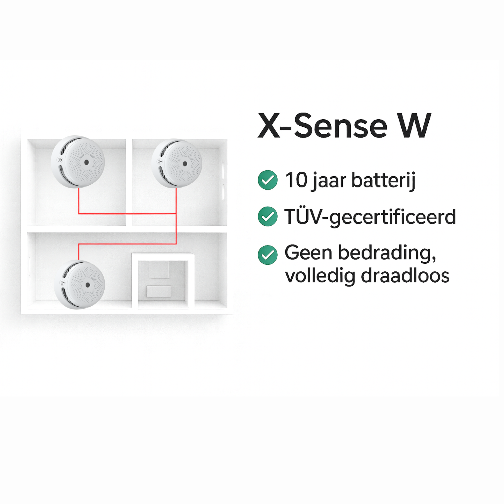 X-Sense XS01-W Triple Pack – 3 rookmelders met draadloze koppeling
