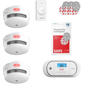 X-Sense Complete Veiligheidspakket – 3 Slimme Rookmelders + CO-Melder + Afstandsbediening + Magnetische Montage