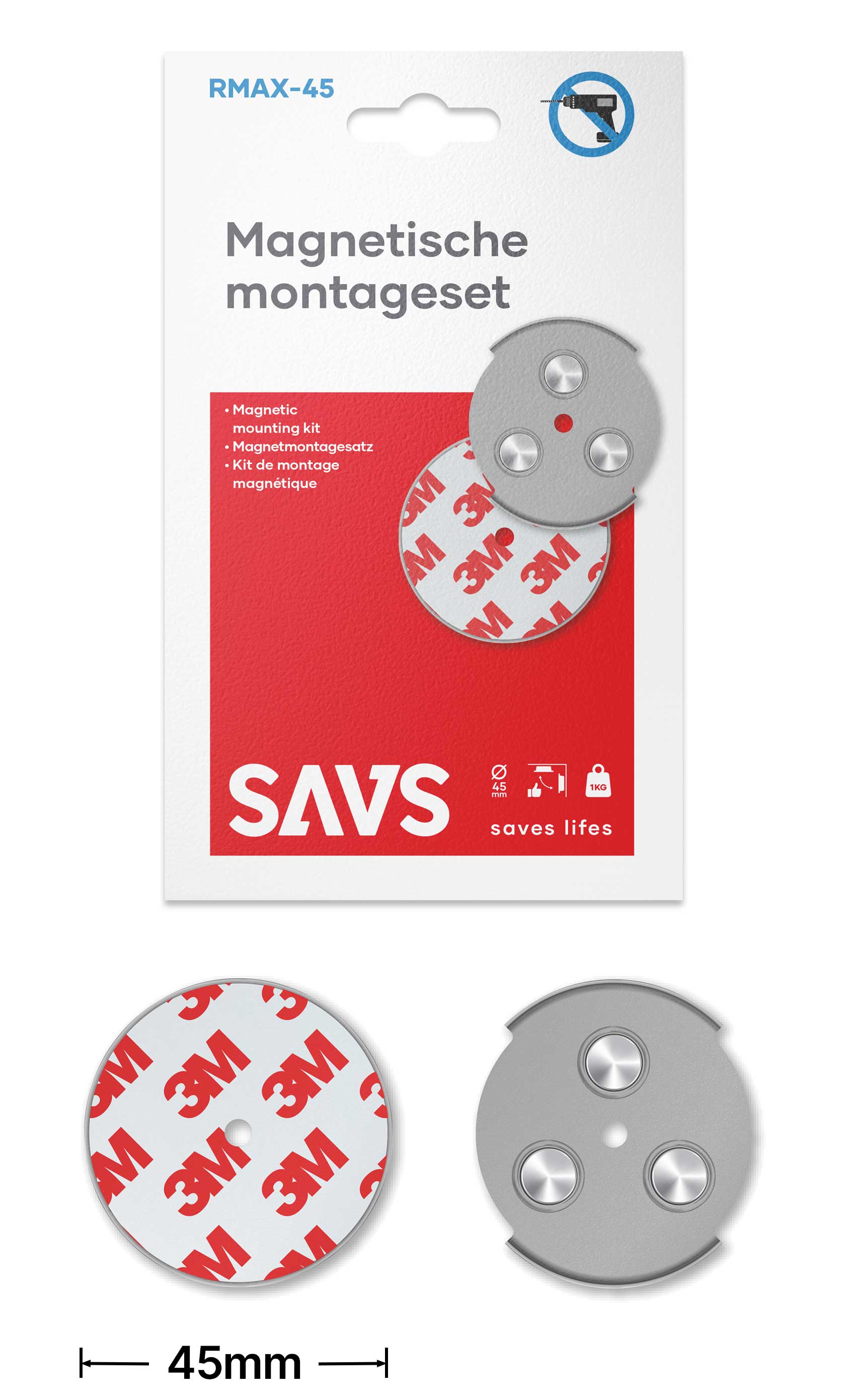 SAVS RMAX 45 mm Magnetische Montageset – Triple Pack (3 stuks)