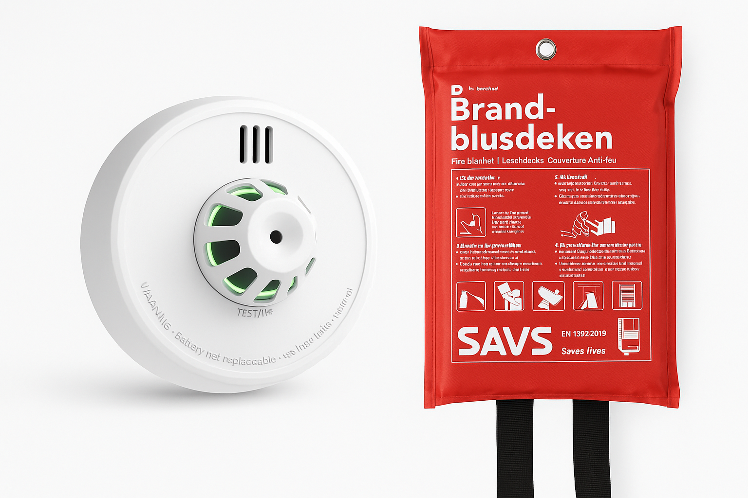 Keuken Veiligheidspakket – Hittemelder + Blusdeken (1x1 m)