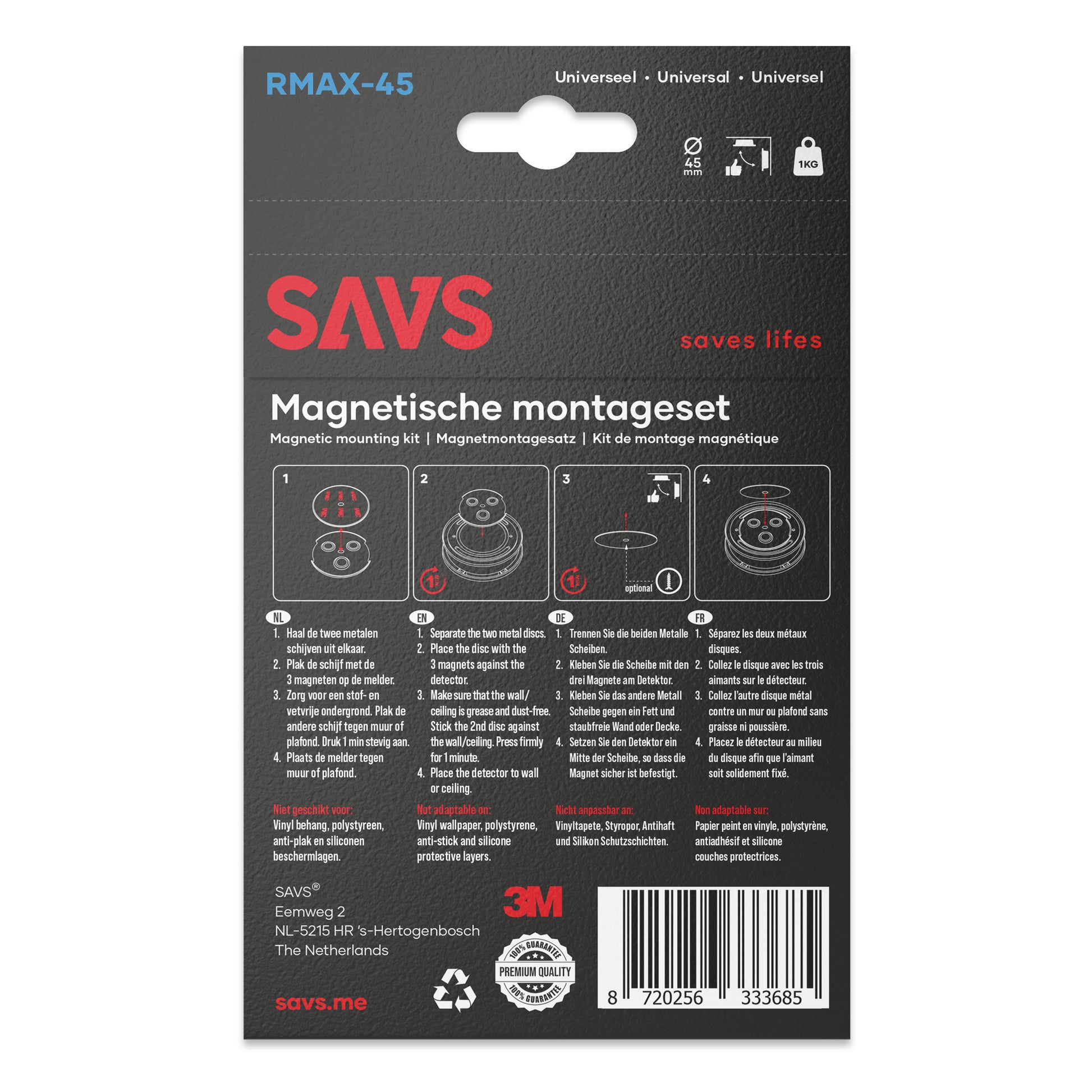 SAVS RMAX 45 mm Magnetische Montageset – Triple Pack (3 stuks)
