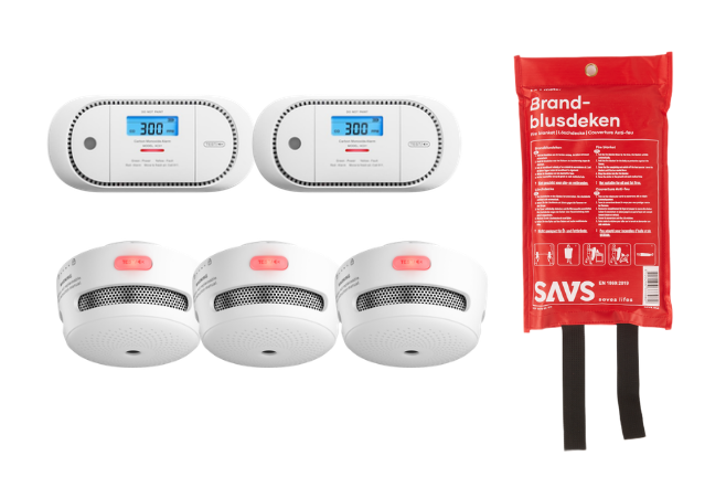 Meldershopbundel X‑Sense Premium – 3 rookmelders + CO‑melder + blusdeken SAVS