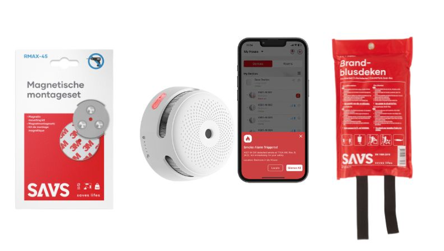 Startpakket Brandveiligheid – Rookmelder + Blusdeken + Gratis Montageset